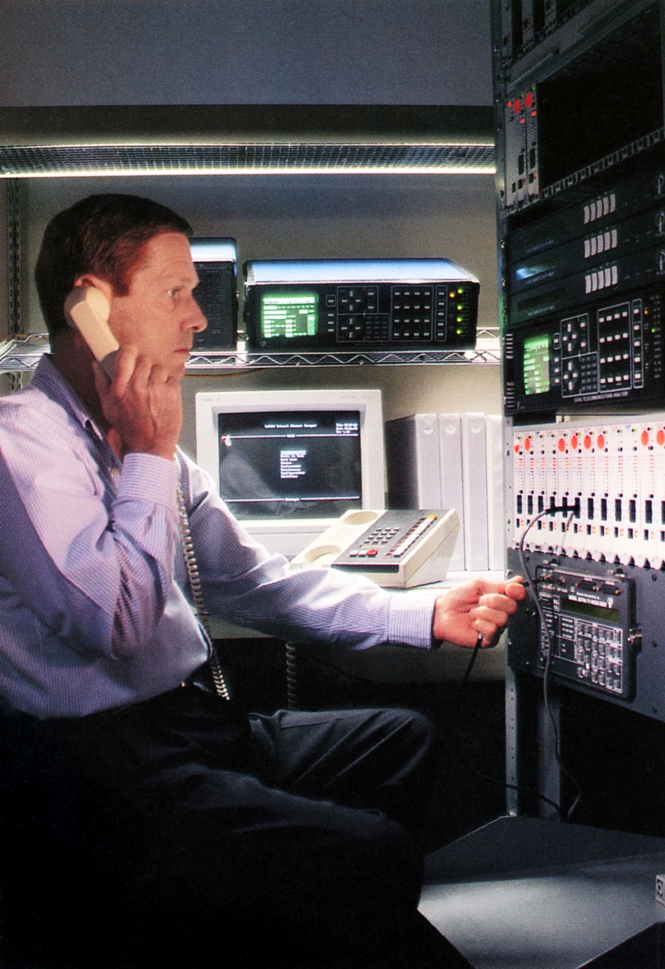 Customer support person on the phone.